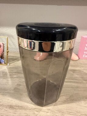Black and grey Acrylic money Storage Jar with Black Lid and Silver Accent